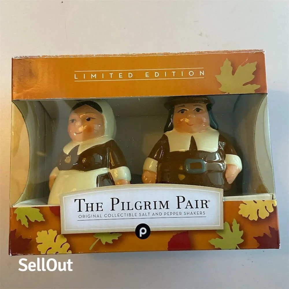 Publix Pilgrim Pair Salt & Pepper Shakers Thanksgiving Handcrafted